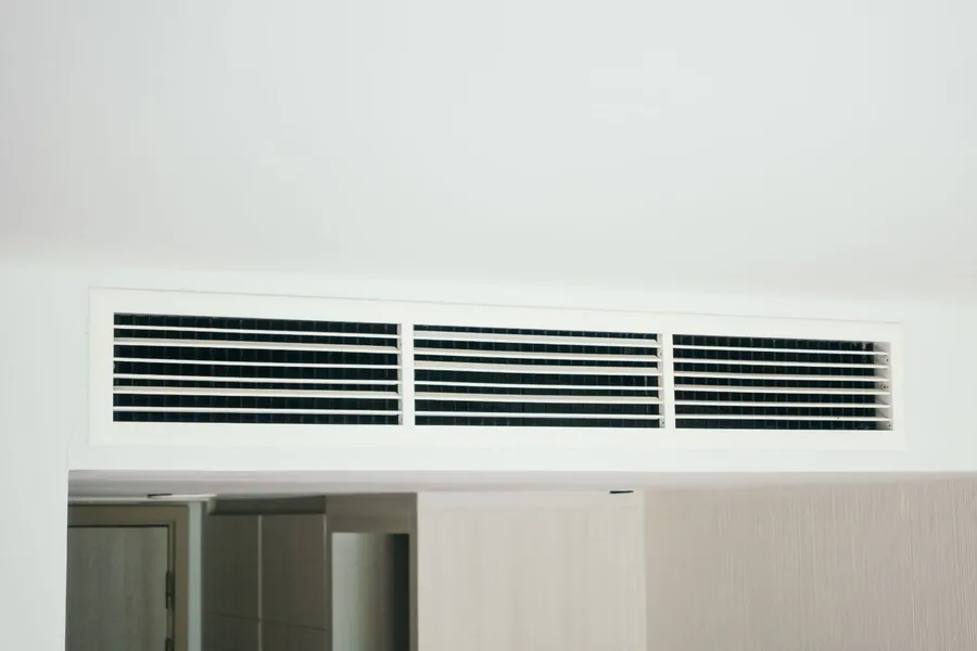 Split AC indoor unit mounted on an interior wall, the standard installation for residential properties on the Cote d'Azur